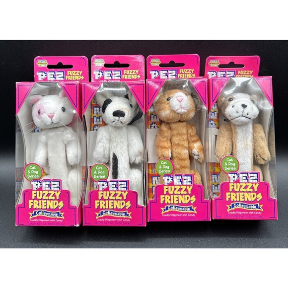 PEZ Fuzzy Friends set of 4 Cuddly candy dispensers 2 cats, 2 dogs - Picture 1 of 8